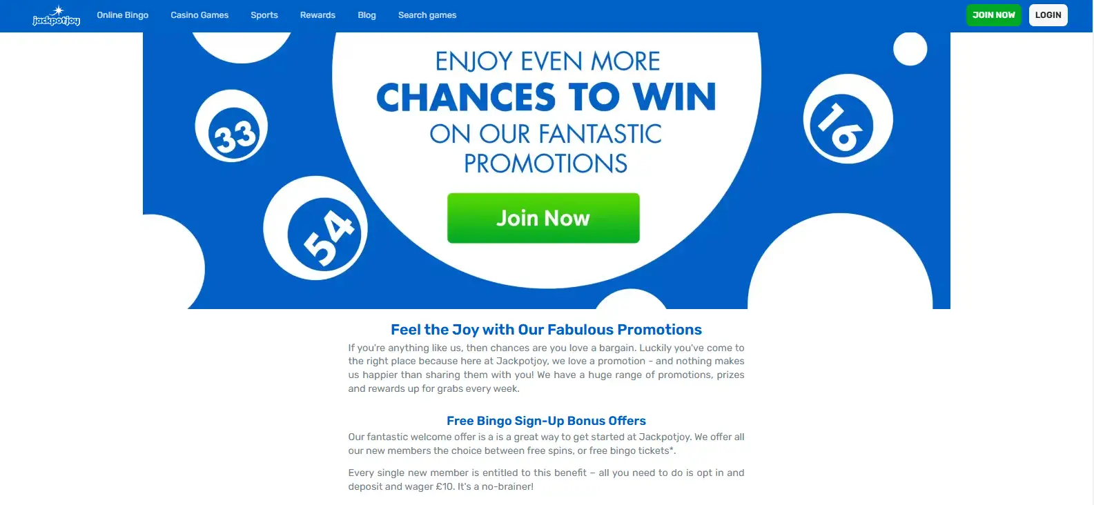 Current Jackpotjoy UK promotions and welcome-offer page